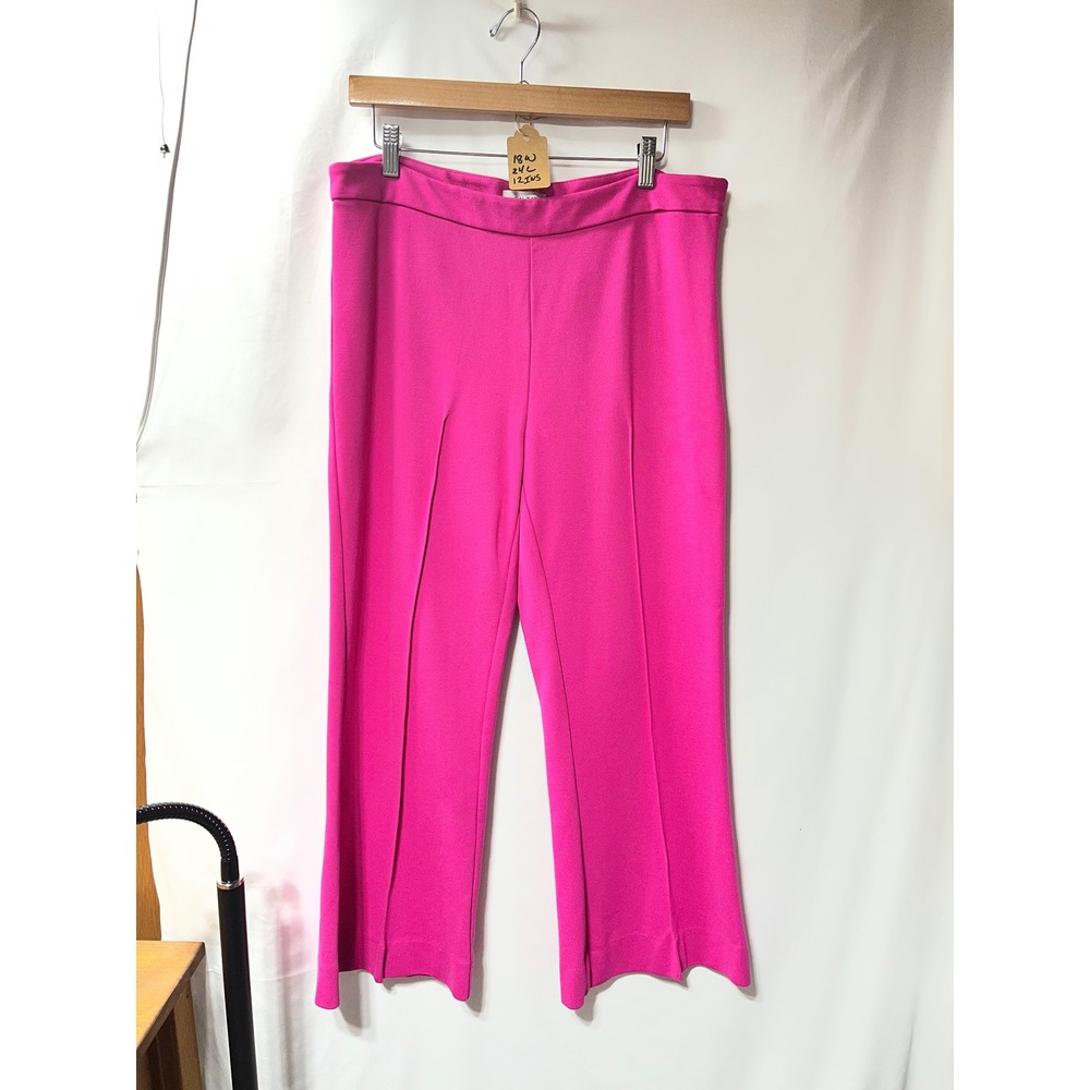 ON 34th Womens Hot Pink Wide Leg Pintuck Trousers Size L Cropped‎ Culottes